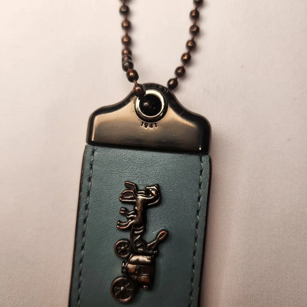 Coach 1941 Horse Carriage Hang Tag Bag Charm - Dark Gunmetal/Blue Marine